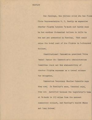 Primary view of object titled '[News Script: Heatley]'.
