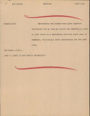 Primary view of object titled '[News Script: Festival]'.