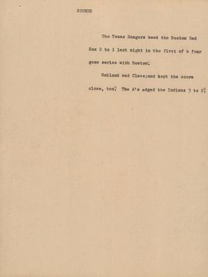 Primary view of object titled '[News Script: Scores]'.