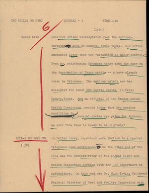 Primary view of object titled '[News Script: Anthrax]'.