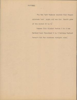 Primary view of object titled '[News Script: Baseball]'.
