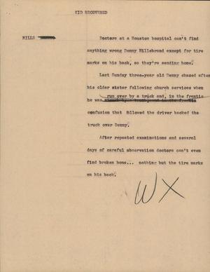 Primary view of object titled '[News Script: Kid recovered]'.