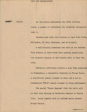 Primary view of object titled '[News Script: July 4th celebrations]'.