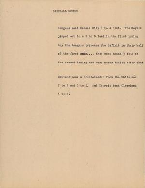 Primary view of object titled '[News Script: Baseball scores]'.