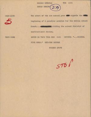 Primary view of object titled '[News Script: Dallas schools]'.
