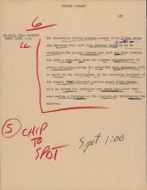 Primary view of object titled '[News Script: Prison library]'.