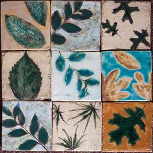 Primary view of object titled '[Nature's Palette: Colorful Leaf-Inspired Tile Art]'.