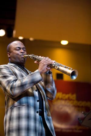 Primary view of object titled '[James Carter performs at the 15th World Saxophone Congress, 4]'.