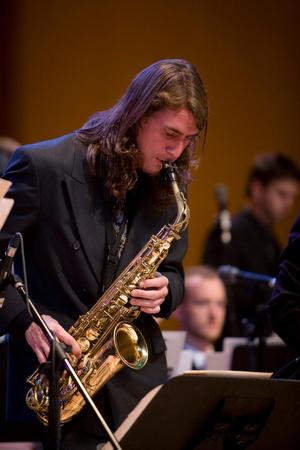 Primary view of object titled '[Collin Hauser performs at the 15th World Saxophone Congress, 1]'.