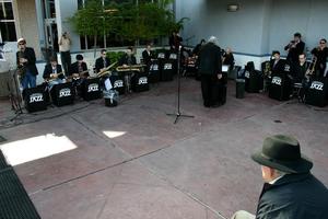 Primary view of object titled '[One O'Clock Lab Band performs outdoors in Houston, 1]'.