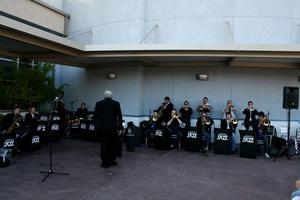 Primary view of object titled '[One O'Clock Lab Band performs outdoors in Houston, 5]'.