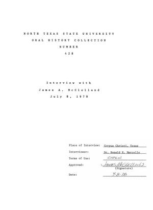 Primary view of object titled 'Oral History Interview with James A. McClelland, July 8, 1978'.