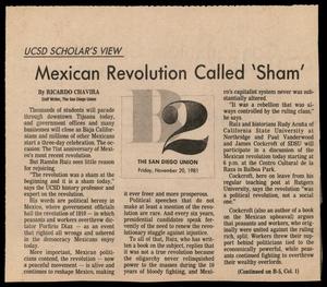 Primary view of object titled '[A news clipping titled "Mexican Revolution Called 'Sham'"]'.