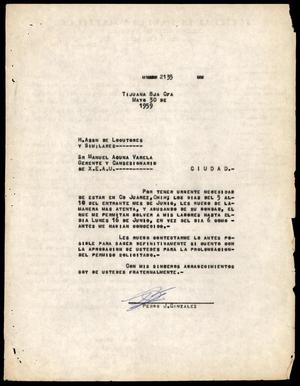 Primary view of object titled '[Letter from Pedro J. Gonzalez to Manuel Acuña Varela and a radio association]'.