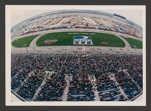 Primary view of object titled '[Aerial view of NASCAR Winston Cup drivers racing]'.
