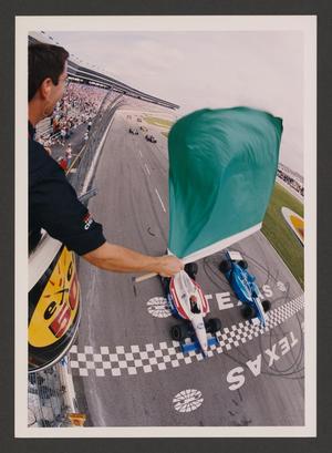 Primary view of object titled '[Jeret Schroeder and Sarah Fisher crossing the finish line]'.