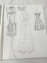 Primary view of [Student's sketch of several Texas Fashion Collection artifacts]