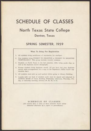 Primary view of object titled 'North Texas State College Schedule of Classes: Spring 1959'.