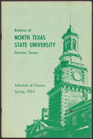 Primary view of object titled 'North Texas State University Schedule of Classes: Spring 1963'.