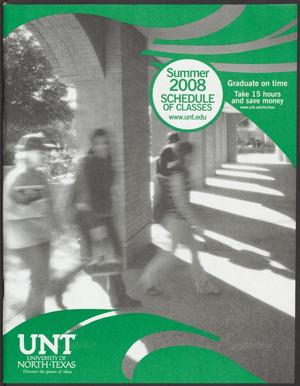 Primary view of object titled 'University of North Texas Schedule of Classes: Summer 2008'.