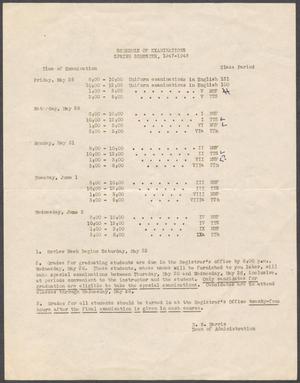 Primary view of object titled 'North Texas State Teachers College Schedule of Examinations: Spring 1947 - 1948'.