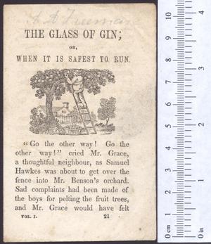 Primary view of object titled 'The glass of gin; or, when it is safest to run.'.