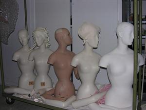 Primary view of object titled '[Mannequins used to mount historic garments]'.