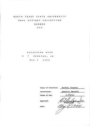 Primary view of object titled 'Oral History Interview with H. T. Hudgins, May 5, 1984'.