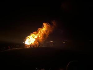 Primary view of object titled '[The 2023 University of North Texas Homecoming Bonfire]'.