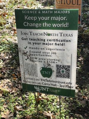 Primary view of object titled '[Poster Advertising the Teach North Texas Program Encouraging STEM Students to Join Teaching Programs]'.