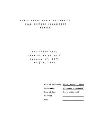Primary view of object titled 'Oral History Interviews with Ralph Hall, 1970-1971'.