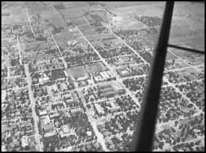 Primary view of object titled '[Aerial Photograph of North Texas State Teachers College - Old Football Filed in Center]'.