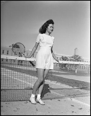 Primary view of object titled '[Bessie G. Cooper on the tennis court]'.