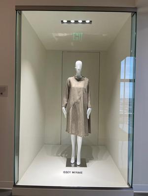 Primary view of object titled '[An Issey Miyake dress on display]'.