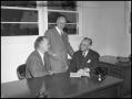 Photograph: [President McConnell, Coach Fouts, and Unidentified Architect]