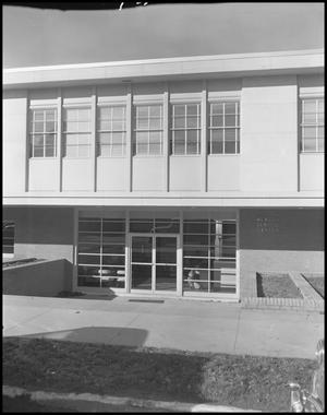 Primary view of object titled '[Front Entrance of Health Services Center]'.