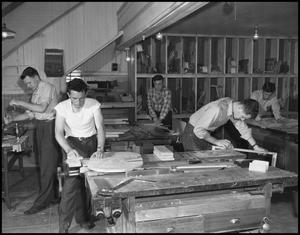 Primary view of object titled '[Students in Wood Shop, 1942]'.
