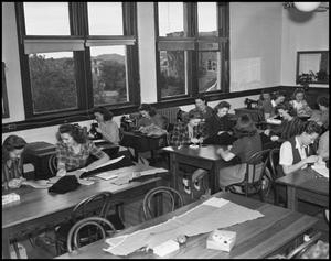 Primary view of object titled '[Students in Sewing Class]'.