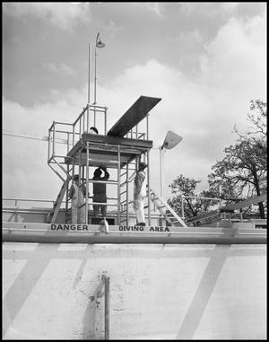 Primary view of object titled '[Men by Diving Board]'.