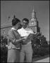 Primary view of [David Klement and Frances Braff in front of Administration Building]