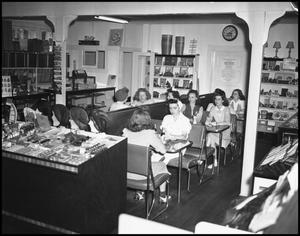Primary view of object titled '[Students at Drugstore]'.