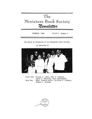 Primary view of object titled 'Miniature Book Society Newsletter, Volume 1, Number 3, December 1986'.