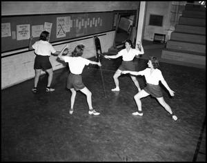 Primary view of object titled '[Female Students Fencing]'.