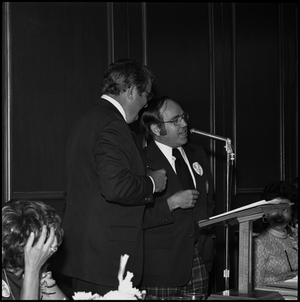 Primary view of object titled '[Alumni Awards Luncheon, April 27, 1974: Murphy Martin and President C.C. Nolen]'.