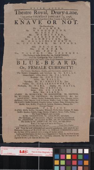 Primary view of object titled '[Theatre Royal Playbill]'.