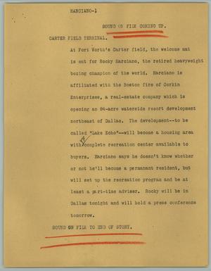 Primary view of object titled '[News Script: Marciano]'.