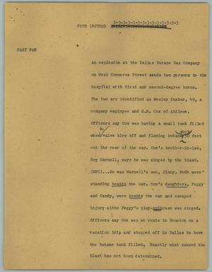 Primary view of object titled '[News Script: Four Injured]'.