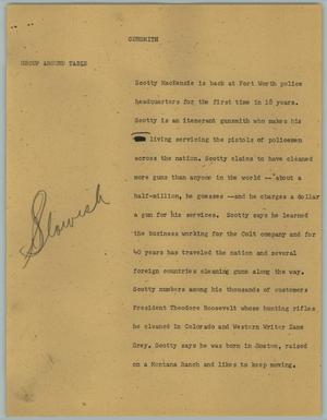 Primary view of object titled '[News Script: Gunsmith]'.