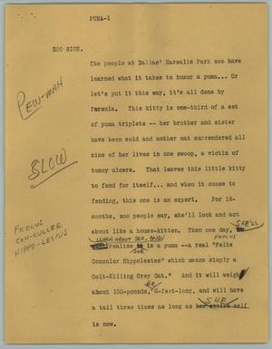Primary view of object titled '[News Script: Puma]'.
