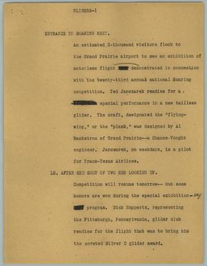Primary view of object titled '[News Script: Gliders]'.